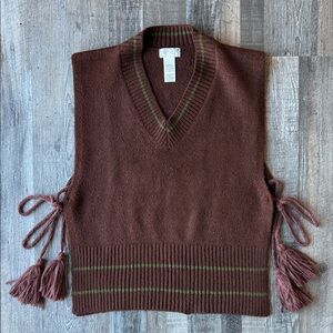 Free People open side with tassel ties Brown Sweater Vest